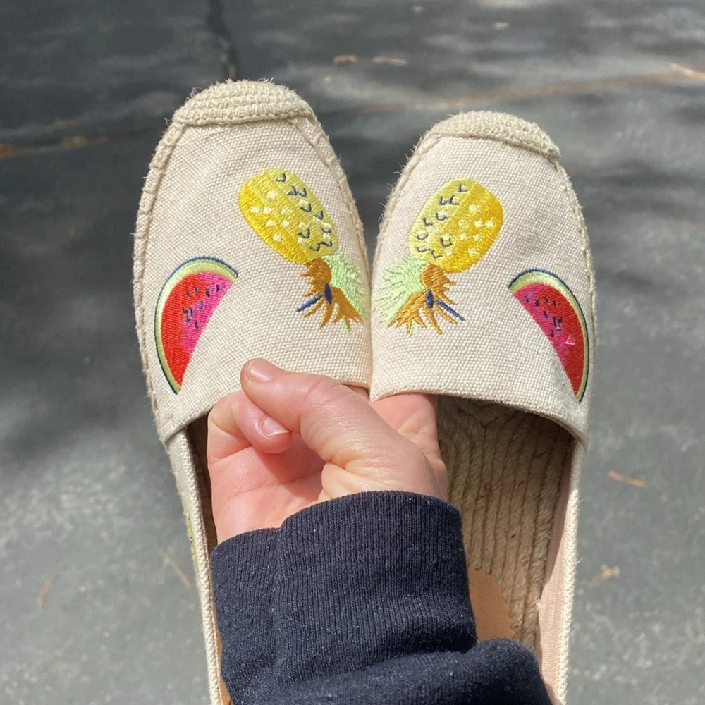 NWT J. Crew Canvas Embroidered Fruit‎ Espadrilles